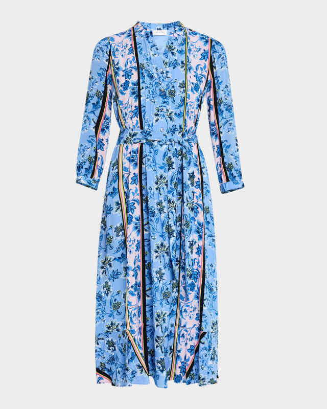 The Mila Floral-Print Pintuck Midi Dress